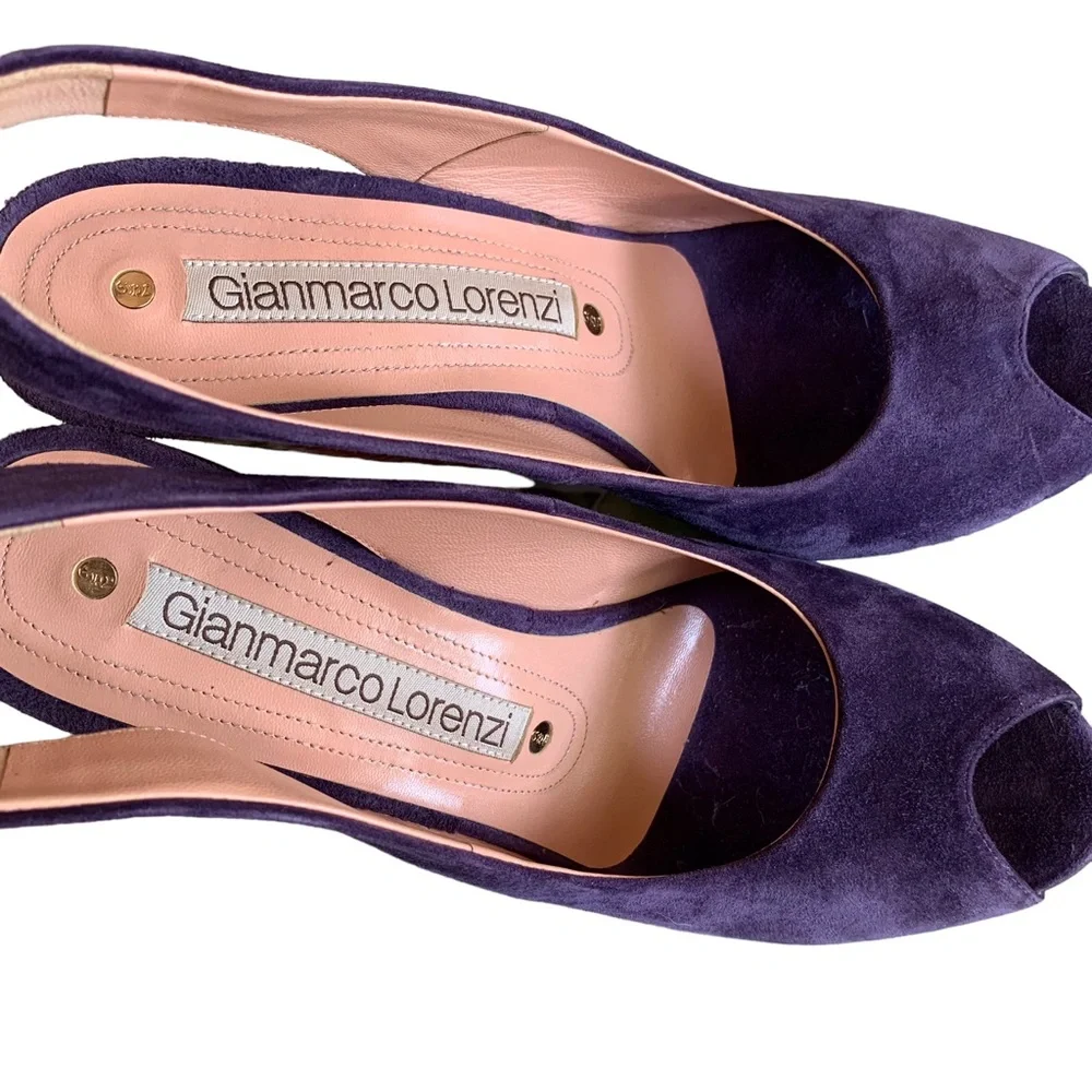 GIANMARCO LORENZI PURPLE SUEDE PLATFORM WEDGE
